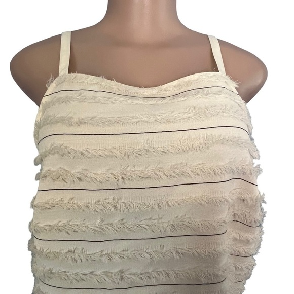 3/$30 🍂 Maeve by Anthropologie Cream Tank Top Sleeveless Fringes Back Accent - Picture 3 of 7